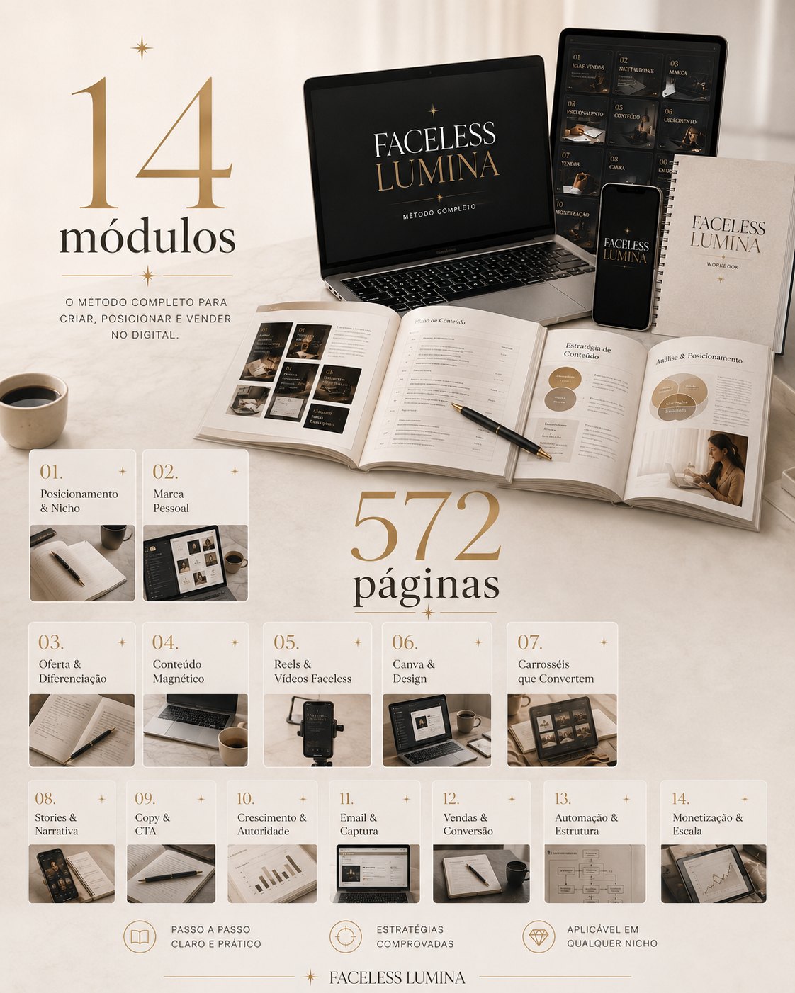 Faceless Lumina — 14 módulos