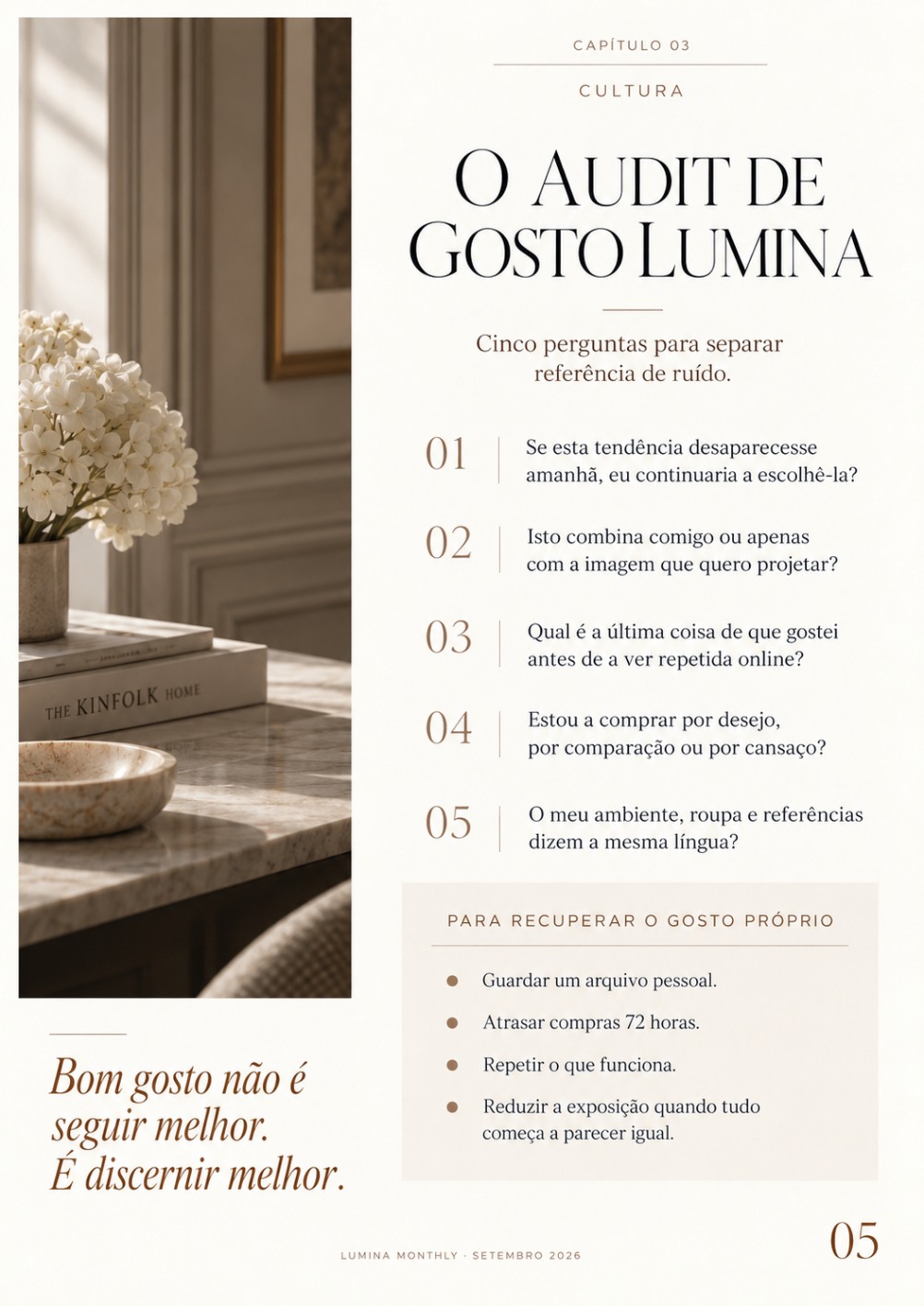O audit de gosto Lumina