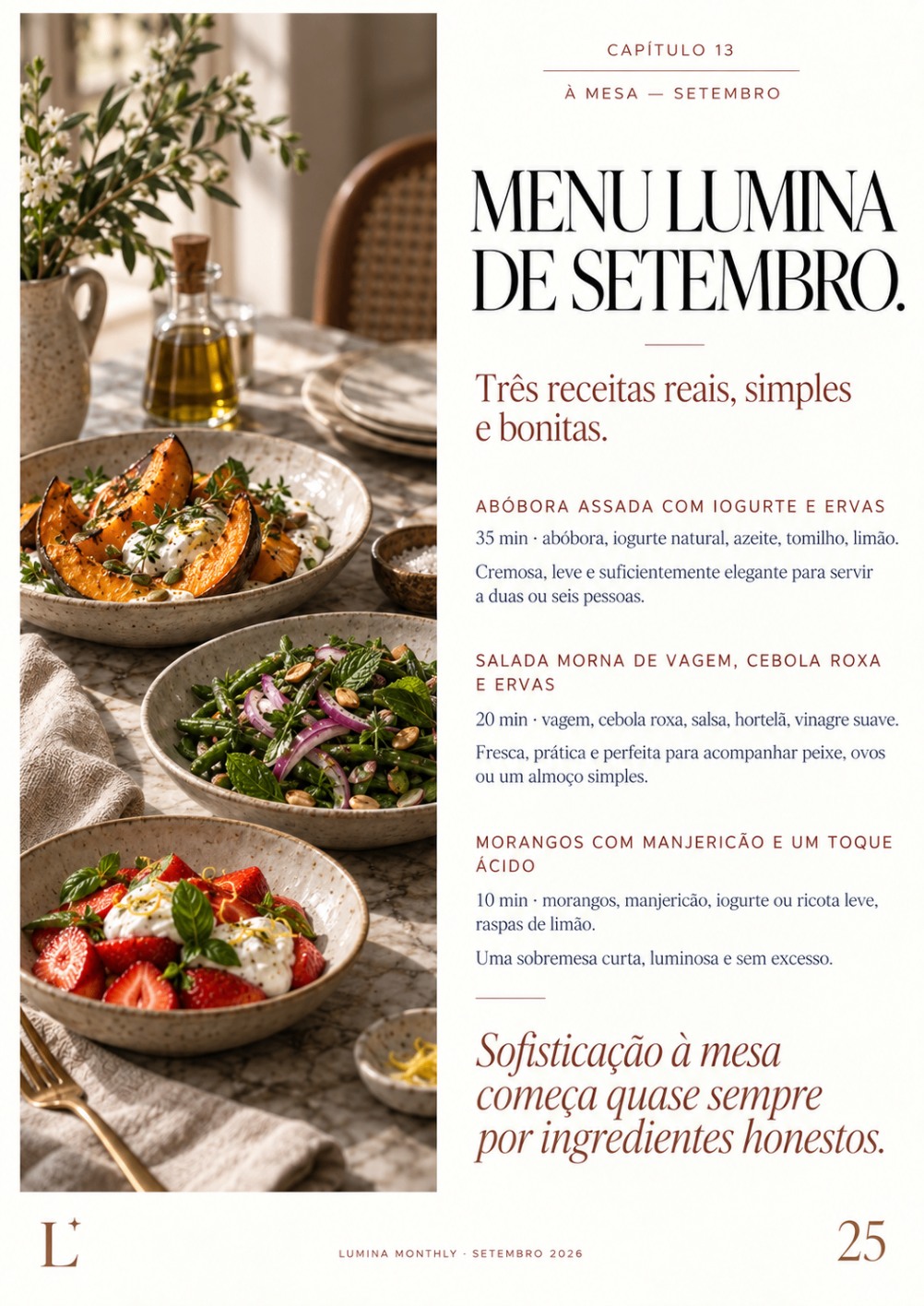 Menu Lumina de Setembro