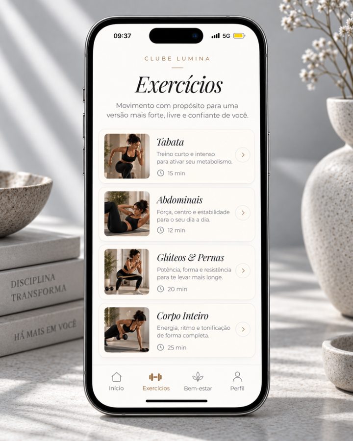 Exercícios — Tabata, Abdominais, Glúteos & Pernas e Corpo Inteiro